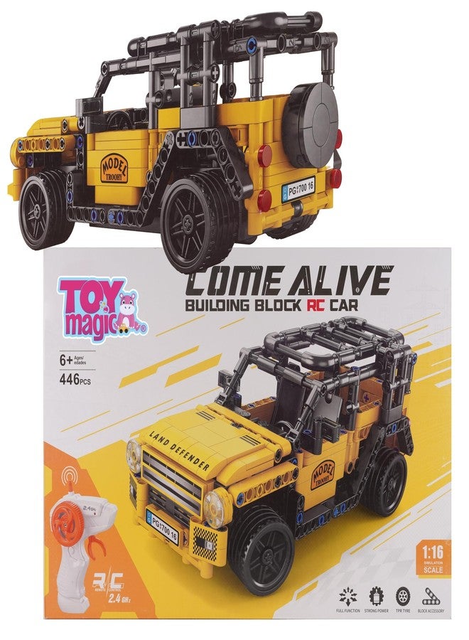 ToyMagic 2-in-1 RC Car Building Blocks Kit| 446 PCS STEM Learning & Remote Control Fun| Rechargeable, Durable Construction for Boys & Girls| Creative Educational Play - Build & Race Model, Multicolor - Image 1